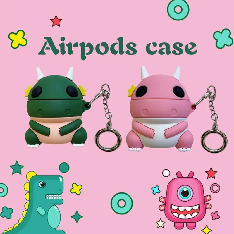 Dinosaur Style Protective Case Silicone Cover with Lanyard for Airpods 1/2 Kit for smart watch