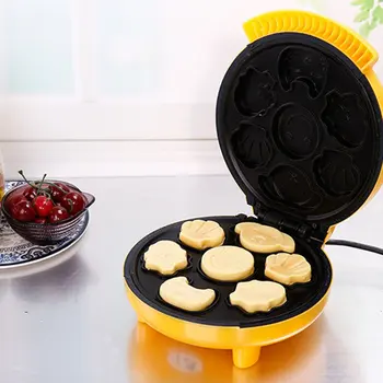 

Household automatic cake machine Cartoon mini children bread maker Double-sided heating Baking breakfast machine