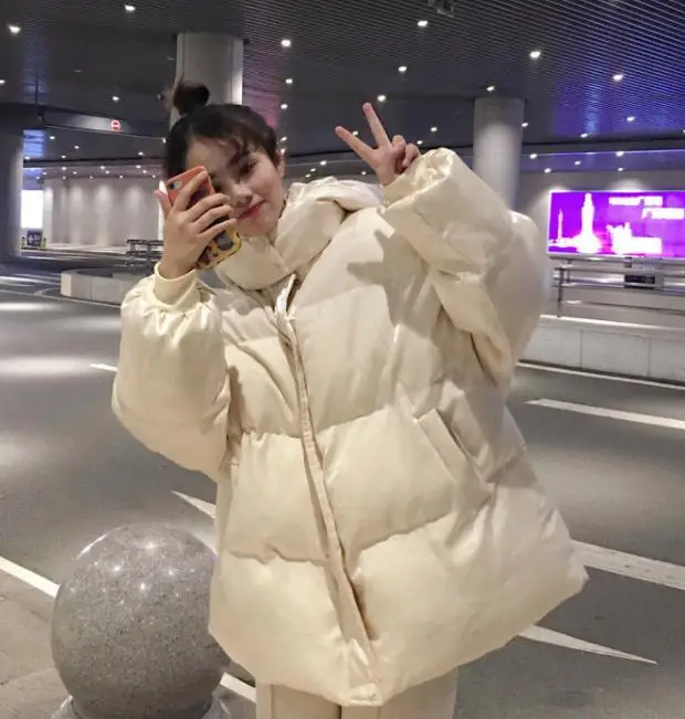 

Photo Shoot CHIC Cotton-padded Clothes Women's Short Short-height Cotton Coat Loose-Fit Long Sleeve Versatile Students Coat down