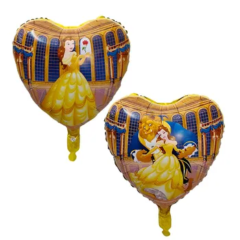 

50pcs 18inch Beauty and The Beast Foil Balloons Cartoon Heart Princess Helium Globos Wedding Birthday Party Decorations Kids Toy