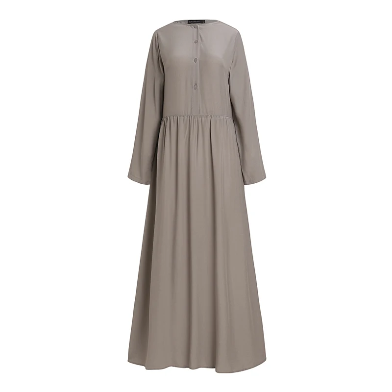 Retro Muslim Islamic Robe Womens Autumn Dress ZANZEA Casual Long Sleeve Button Maxi Vestidos Female Solid Turkish Clothing