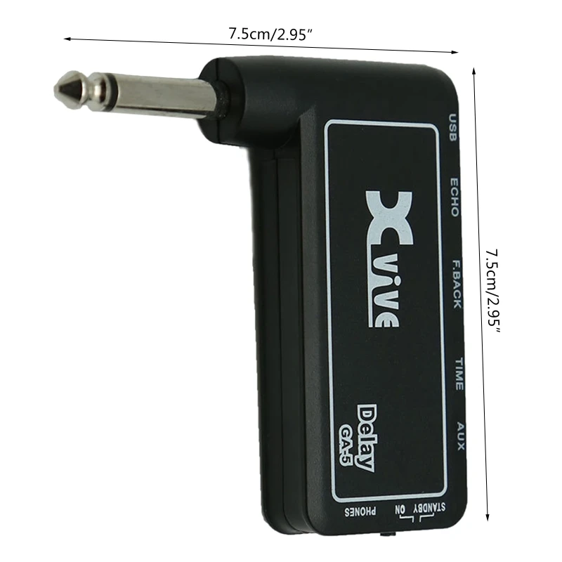 Mini Rechargeable Electric Guitar Plug Headphone Amp Amplifier Digital Delay Effect Guitar Accessory