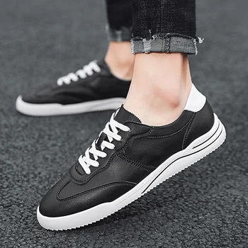 

men Leather Shoes Fashion Sneakers Casual oxfords Flats Skateboarding Shoes lace up Low Cut Trend Creepers Brand Design shoes