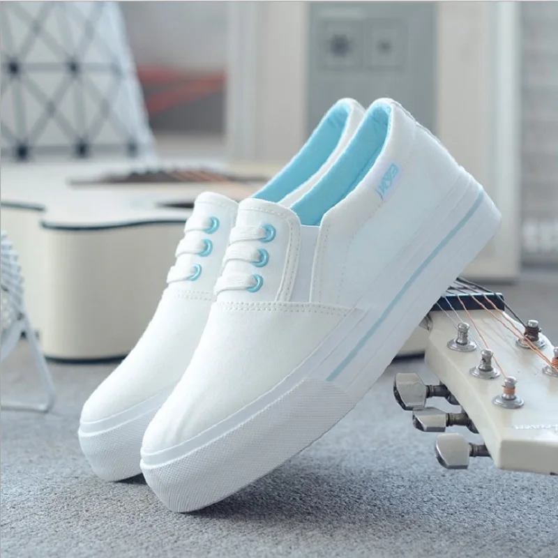

Women Vulcanization Shoes 2019 Solid platform Canvas Shoes Female Loafers Comfortable Star Shoes Fashion Women Casual Shoes