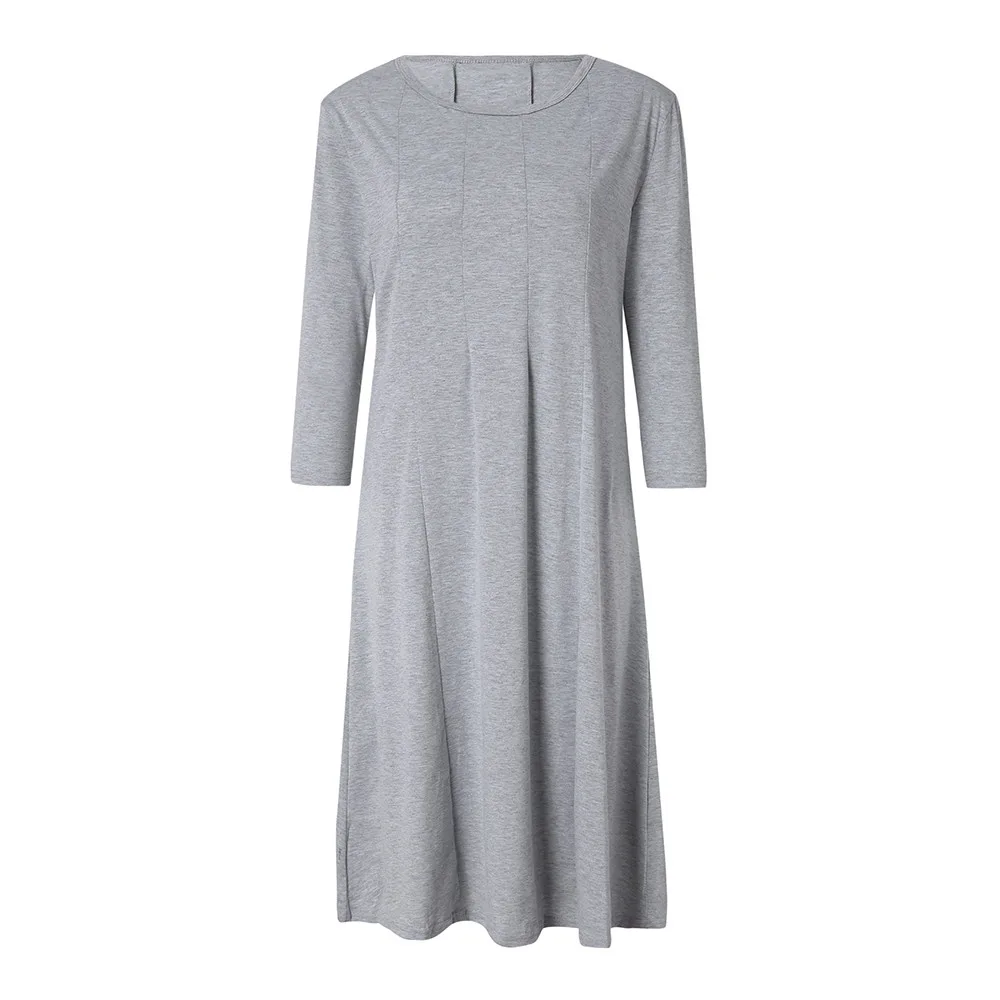 JAYCOSIN Casual Womens Half Sleeve Loose Long Maxi Dress Autumn Winter A-Line Solid color o-neck Dress Vestido Vestidos Elbise