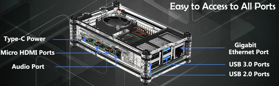 Raspberry Pi 4 Чехол, Pi 4 чехол с вентилятором Raspberry Pi 4 радиатор Raspberry Pi 4 вентилятор для Raspberry Pi 4 Модель B/Pi 4 B