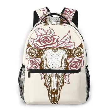 

Fashion Backpack Women Men Unisex Students Backpacks Hand Drawn Bull Travel bag Bookbag