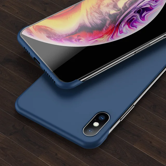 Тонкий жесткий поликарбонатный безрамный чехол для телефона для iphone 11 Pro Ma 6 6S 7 8 Plus XR X XS Max однотонный матовый чехол-накладка без полей - Цвет: Тёмно-синий