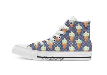 

Strawberry Mint Cat Custom Casual High Top lace-up Canvas shoes sneakers Drop shipping