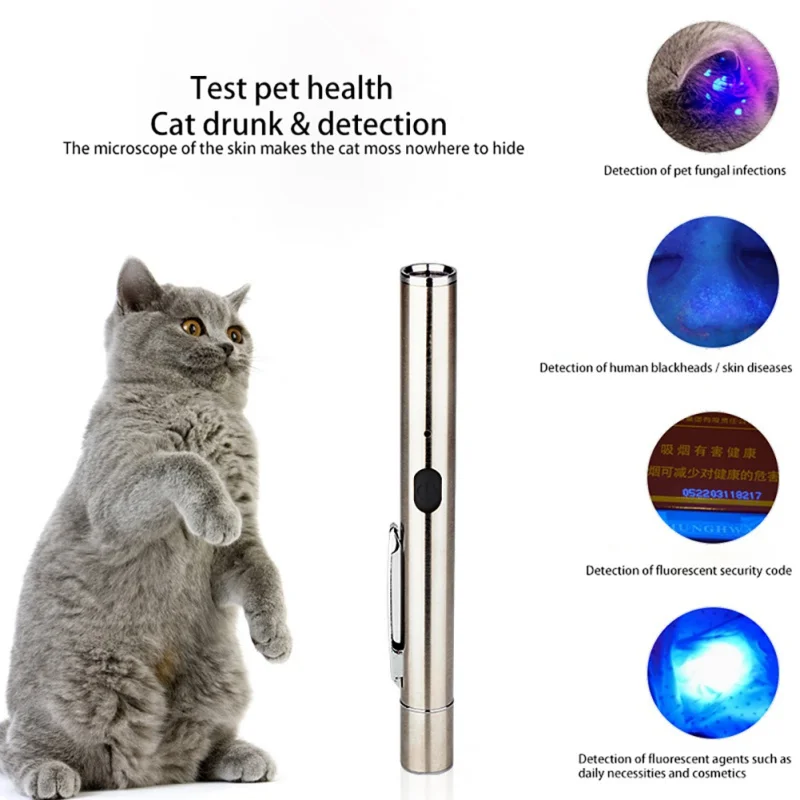 

Cat Ringworm Light Pet Fungus Detection Purple Light Outside Flashlight 365UV Black Mirror NEW