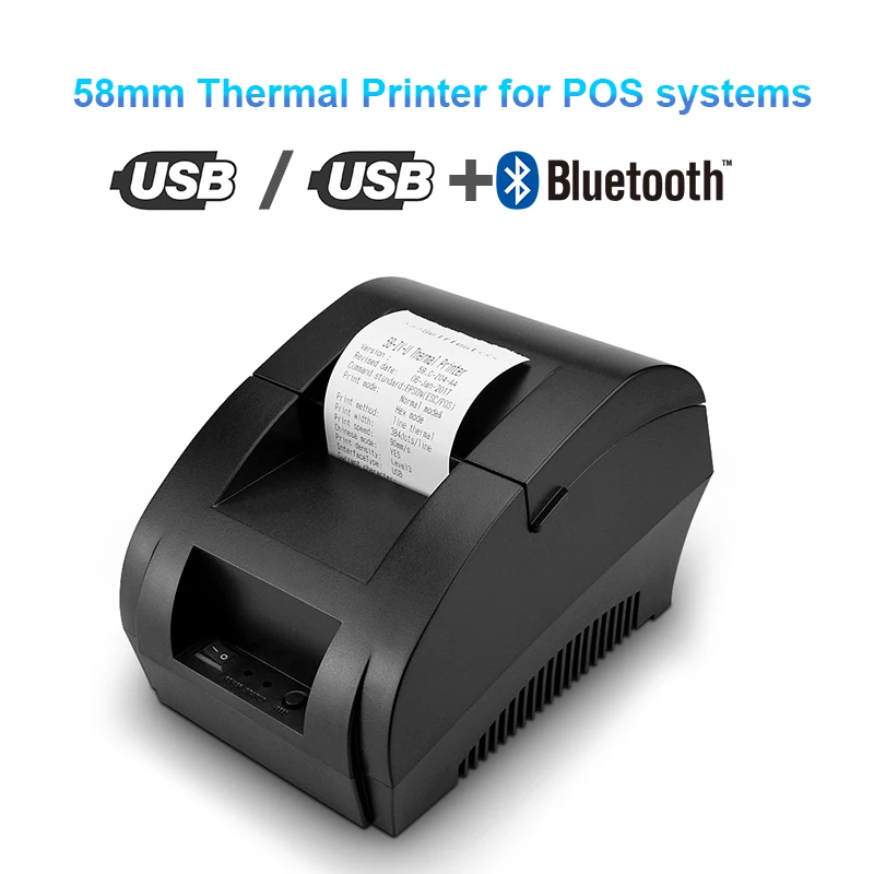 

Zjiang Thermal Printer 58mm USB Bluetooth Thermal Receipt Printer 5890K Universal Bill Ticket Printer for POS System Supermarket