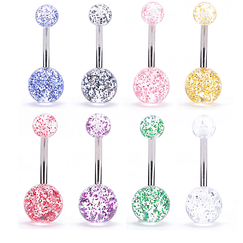 1PCS Mix Color New Arrival Belly Button Piercing Navel Flexible Bar Clear Small Nombril Stud Earring Body Jewelry | Украшения и