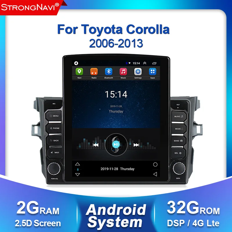 Tesla экран 2 Din Автомобильный Android + 32G для Toyota Corolla E140/150 2006-2013 Радио мультимедийный