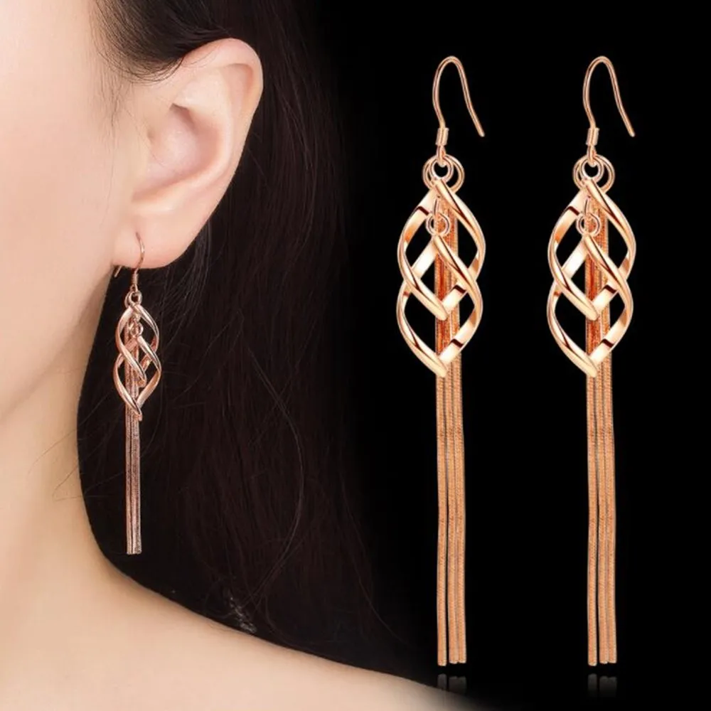 

NEHZY 925 Sterling Silver Jewelry High Quality Woman Fashion Earrings Retro Long Tassel Hollow Square Exaggerated Pop Earrings