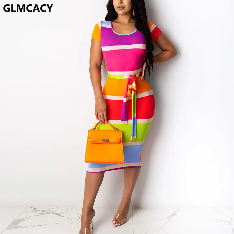 rainbow bodycon dress