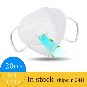 

20PCS KN95 Mask White Whit Breathable Face Mouth Mask 95% Filtration Properties Fast Delivery Dropshipping