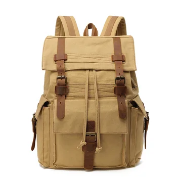 

YUPINXUAN Dropshipping Pure Cotton Wash Canvas Backpacks Big Size Laptop Rucksacks Waterproof Canvas Leather Daypacks