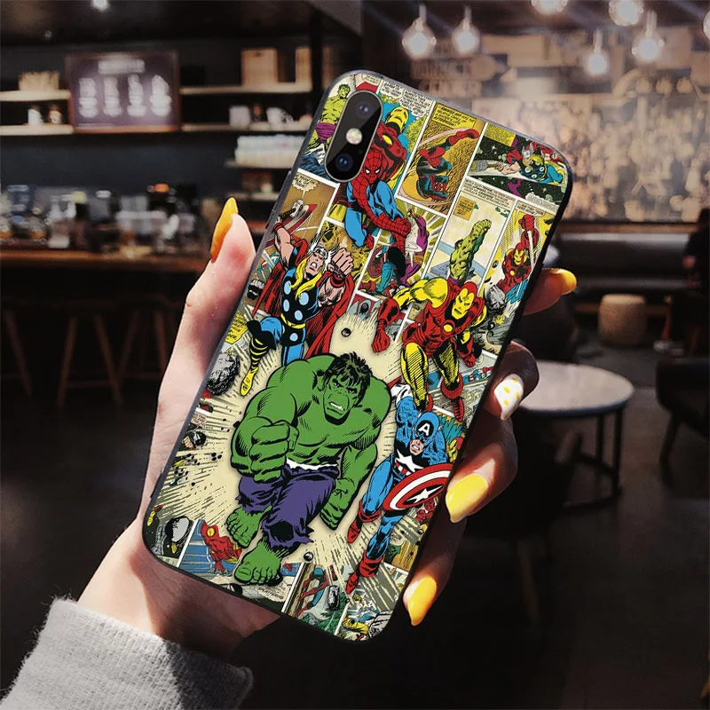 Герои комиксов Marvel, плакат, мягкий чехол для телефона, для iphone xs 11 pro xs max x xr 7 6s 8 6 plus 5S se 5, ТПУ чехол, паук, Железный человек