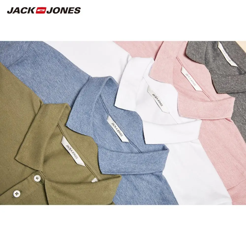 Goede Jackjones Mannen Effen Kleur Katoen Turn Down Kraag Polo Shirt Menswear 219106516