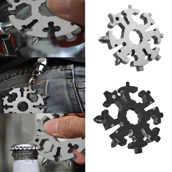 

20-in-1 Stainless Steel Snowflake Multi-Tool Portable Outdoor Travel Camping Multi-Function EDC Key Ring/Bottle