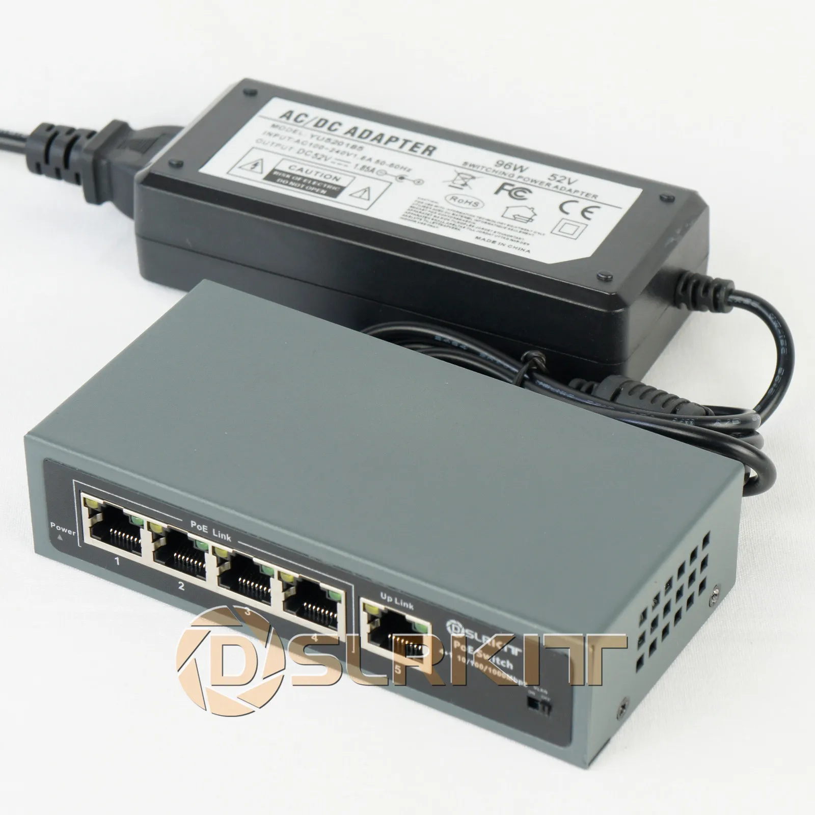 DSLRKIT 250M 8 Ports 6 PoE Power Over Ethernet Switch without Power Adapter