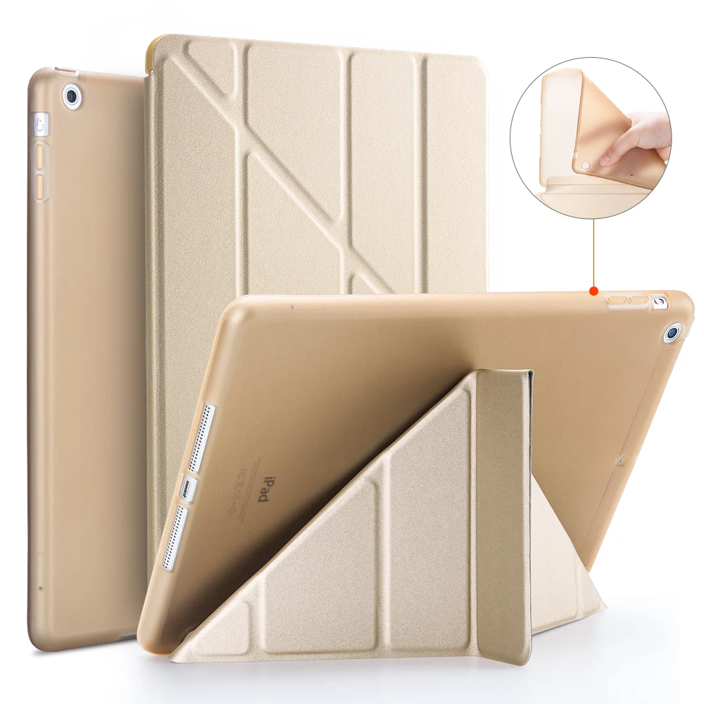 

For New ipad 9.7 2017 2018 - 6th PU Leather Silicone Soft Back A1822 A1893 Transformers Slim Smart Cover for iPad Case 9.7 inch