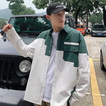 

Men's Shirt 2020 Spring and Summer New Workwear Casual Couple Loose Long Sleeve Shirt Youth Personality Trend Men's Wear