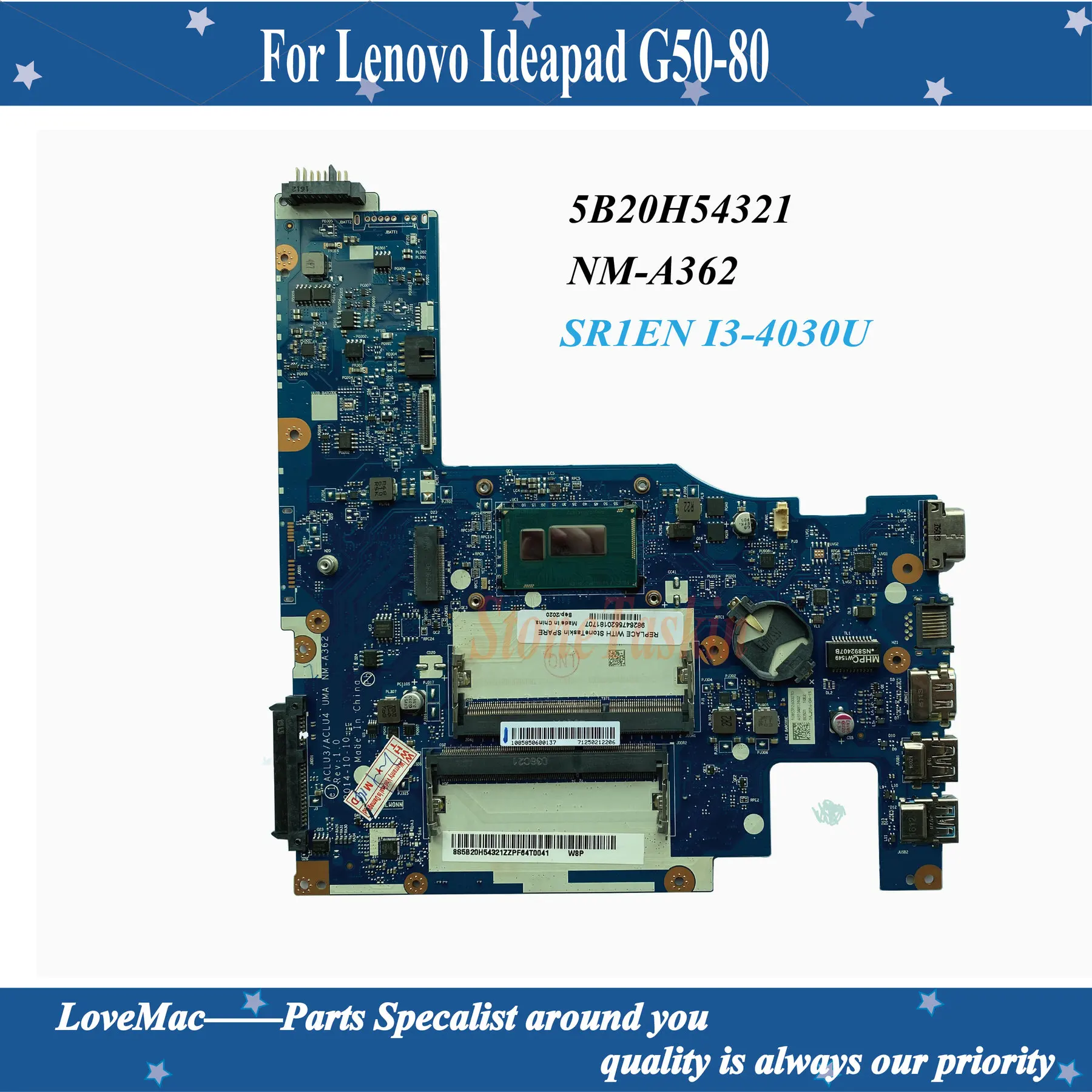 Высокое качество FRU 5B20H54321 NM-A362 для Lenovo Ideapad G50-80 Материнская плата ноутбука SR1EN I3-4030U