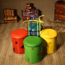 Ретро Железный арт барный стул с большим пространством для хранения Круглый Креативный дизайн масляной формы баррель Простой Современный барный стул со спинкой