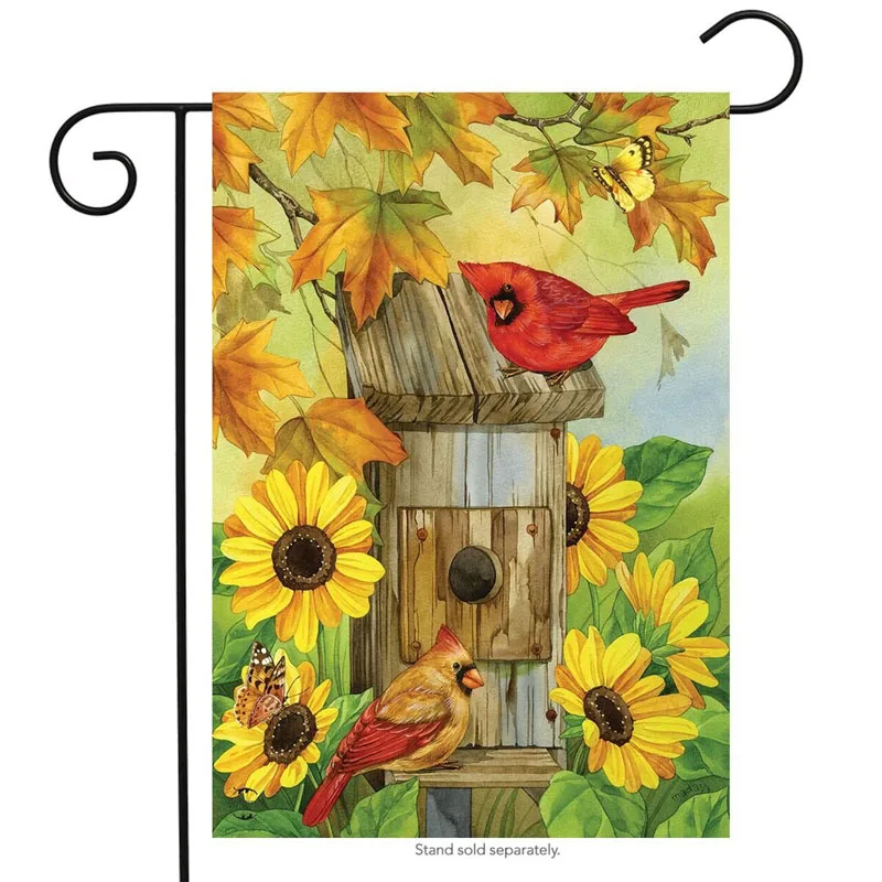 Cardinals& Sunflowers осенний сад флаг осенние листья птицы 1" x 18"