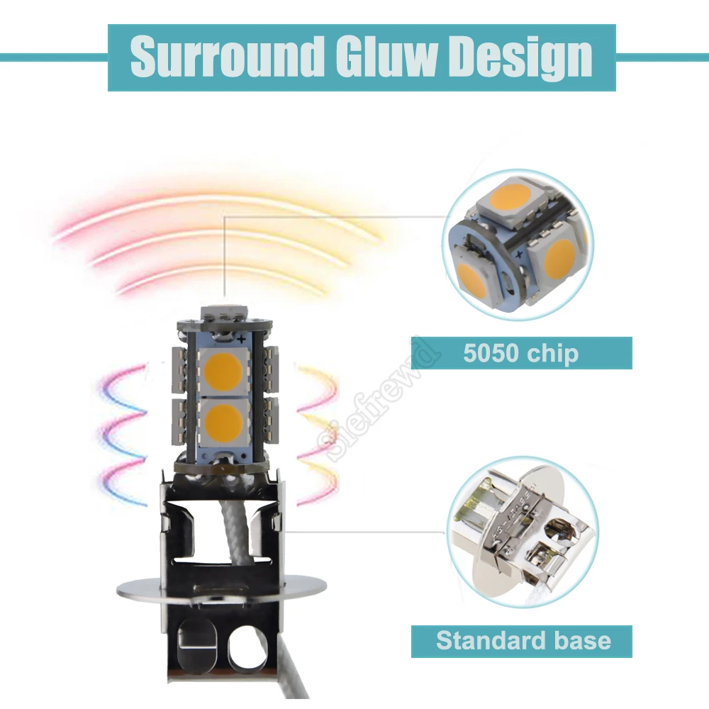 Remplacement Ampoule Voiture Ampoules LED H3 Pour Feux Antibrouillard - 12V 6500K Blanc - Lot De 2 - EBTOOLS Ampoule Auto 12V