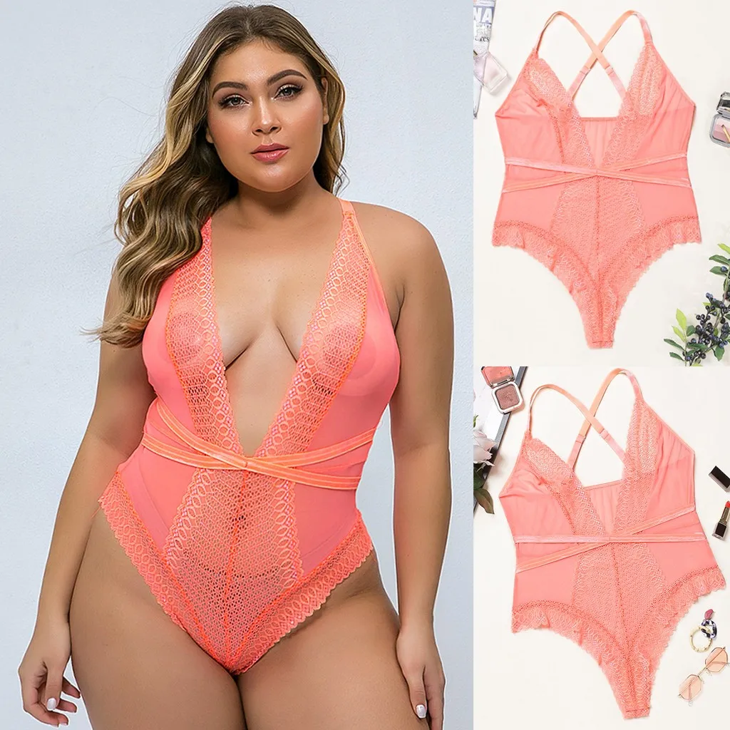 Сексуальное женское нижнее белье Babydoll, новинка, женское кружевное боди с глубоким v-образным вырезом, ремень, крест, открытая спина, костюм lingerieсe, женское нижнее белье
