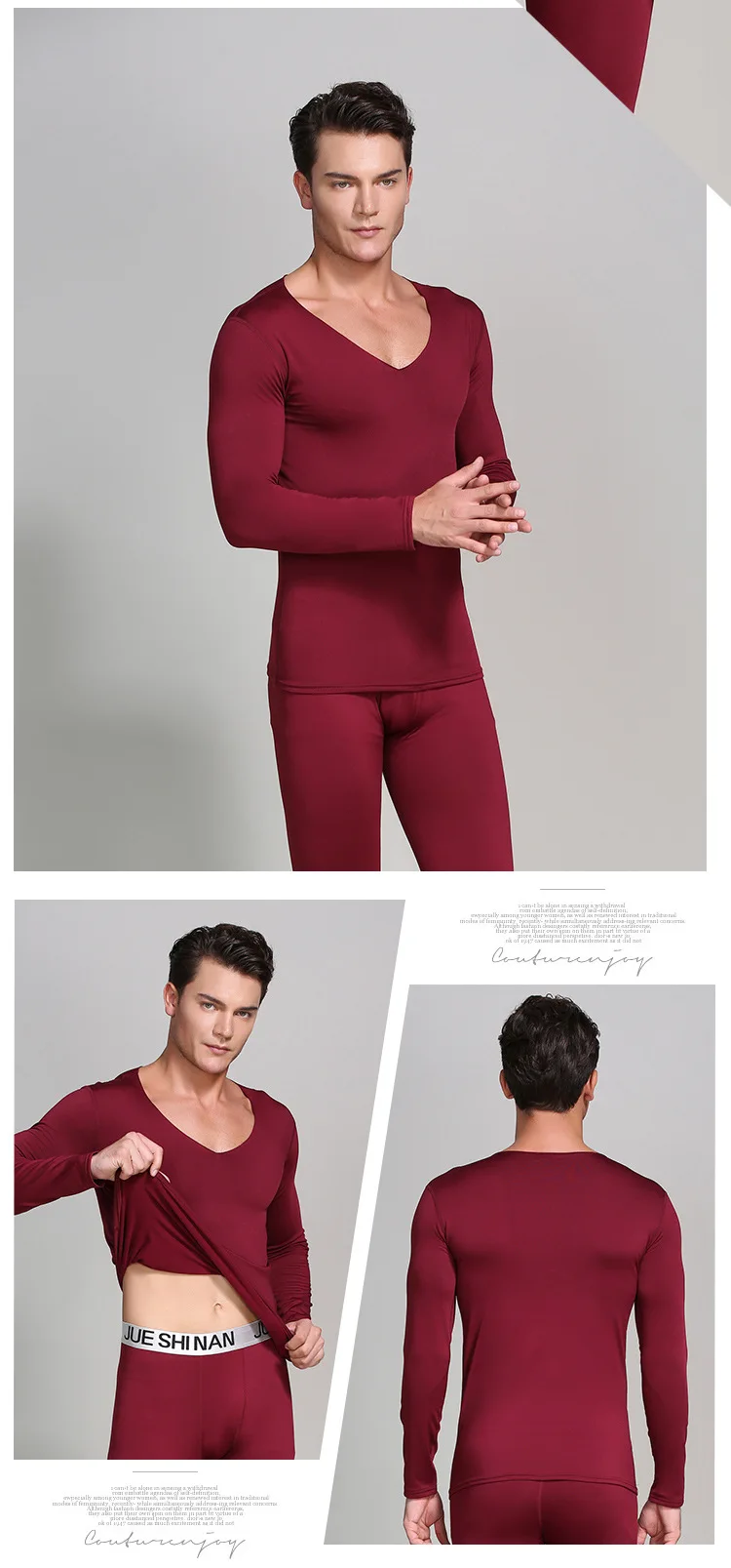 Aismz 2019 New Fashion Male Thermal Underwear Men Long Autumn Winter V-neck Tops+Pants Set Warm Fleece Thick Plus Size M-4XL wool long johns