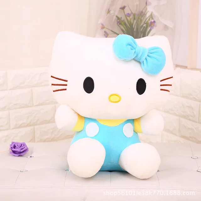 20 см* 80 см Высокое качество Кристалл супер мягкий милый hello kitty кошка плюшевая кукла розовый синий KT кошка детская игрушка девочка подарок на день рождения - Цвет: 1