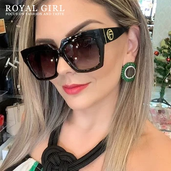 

ROYAL GIRL New Square Oversized Sunglasses Women Vintage Cat Eye Sun Glasses Female Brand Design Metal Decoration Eyewear Ss577