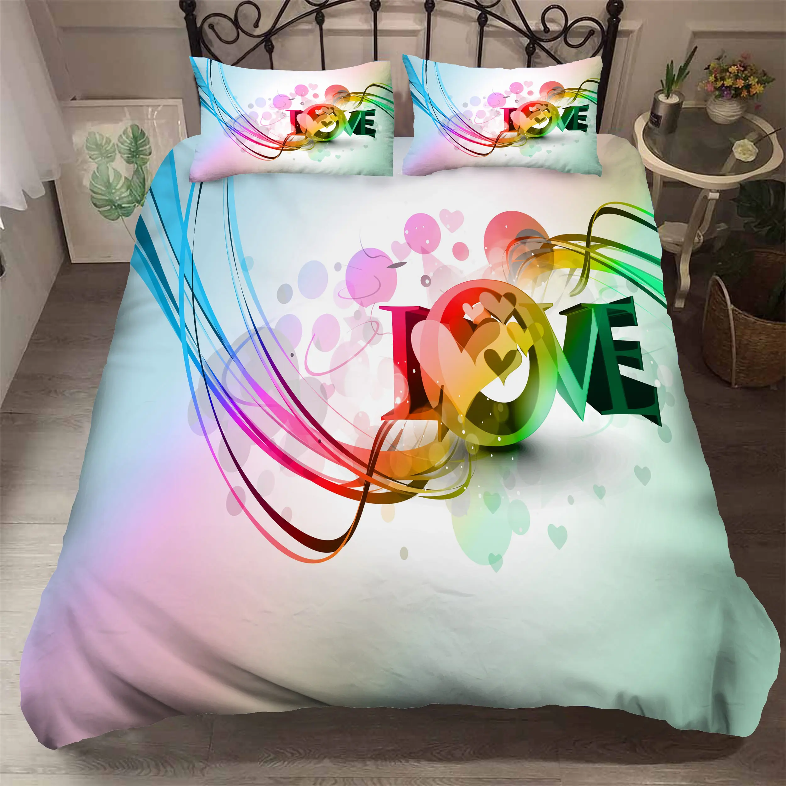 Kiss 3D Bedding Set Duvet Covers Pillowcases Couple Companion Comforter Bedding Sets Bedclothes Bed Linen(no Sheet