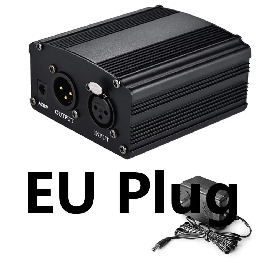 Синий Микрофон на расстоянии 1-канал 48В Питание+ адаптер AU US EU Plug для любого конденсаторный микрофон для записи - Цвет: Синий