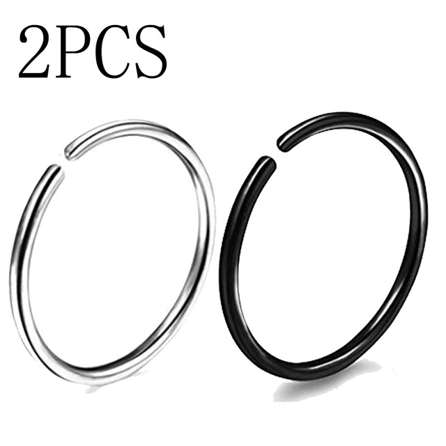 20G 0.8mm Thin Fake Nose Ring Septum Helix Nostril Piercing Labret Lip Fake Piercing Titanium Cartilage Fake Earrings Hoop