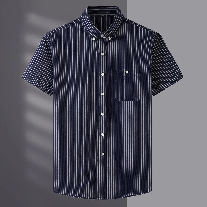 10XL 8XL 7XL Men's Loose Shirt Plus Size Summer Short Sleeve Fashion Stripes Business Work Casual Shirt men casual shirt