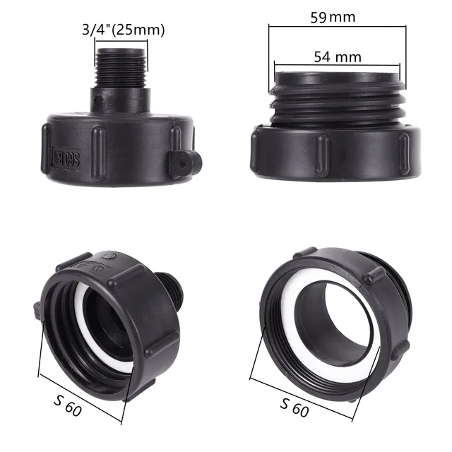 Ibc Tartálycsatlakozók Kerti Öntöző Csatlakozó S60 - 3/4 “Férfi Szál 62 Mm -Es Férfi 60 Durva Szálszelep -Szerelvények - Image 3