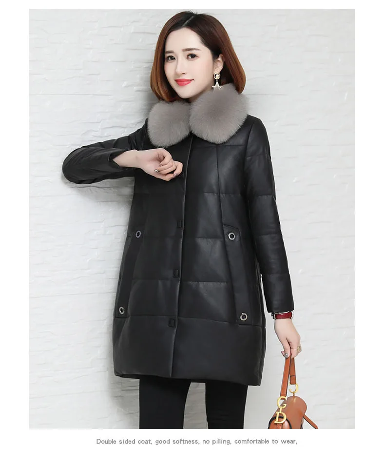 Кожаная черная женская куртка из искусственного меха норки, осенне-зимнее пальто для женщин, женская куртка из овчины, верхняя одежда
