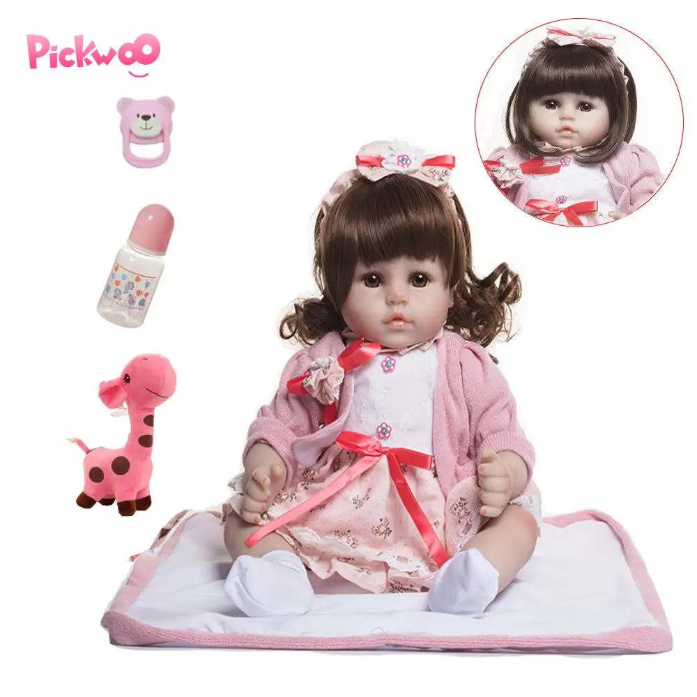 Pickwoo 18 дюймов 48 см bebes кукла-реборн для маленьких девочек Мягкие силиконовые куклы Boneca reborn Brinquedos Bonecas подарки на день детей игрушки