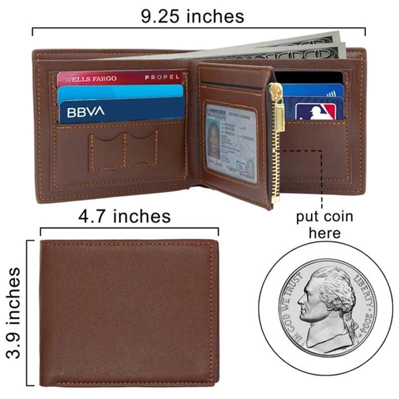 New Custom Name Corner Monogram Initial  Mens Personalization Tri-Fold PU Leather Purse Custom Engraving Wallet Name Wallet