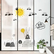 Пользовательский размер статическая пленка на окно Милая ручная роспись мультяшный узор декоративная частная Съемная многоразовая анти-УФ Тонирующая пленка