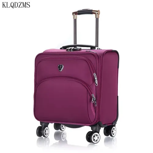 rose Red KLQDZMS модная многофункциональная мужская деловая чемодан на колёсиках 18 дюймов чемодан дорожная сумка с колесиками женский чемодан - Цвет: rose Red