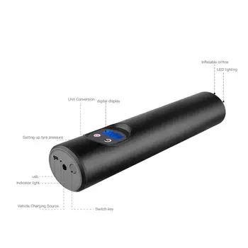 

Tyre Inflator Cordless Portable Bicycle Tire Display Rechargeable Inflatable Air Pump with LED Light for Car Bike Tires Balls