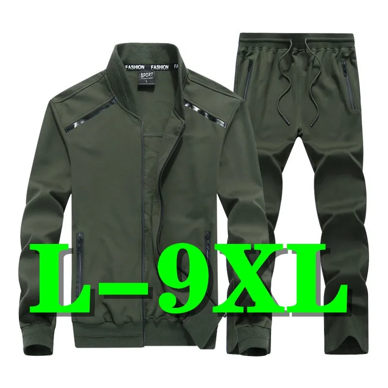 Overweight Men's Clothing 2 Piece Set Sweatshirt Sweatpants Casual Men's Sportswear Sets Tracksuit Male Tops Oversize Pants 8XL