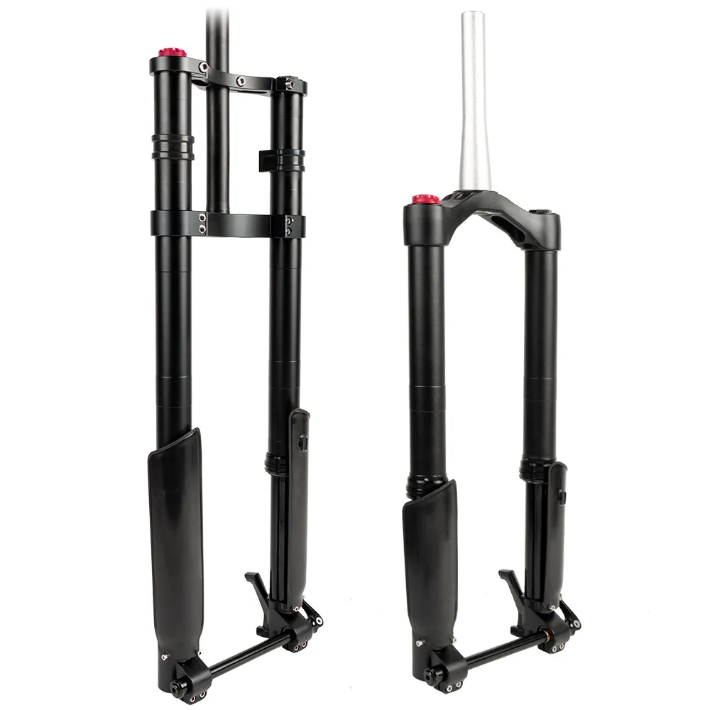 26インチ 自転車サスペンションフォーク 4.0 ファットバイク ストレート フロントフォーク ダウンヒル マウンテンバイク MTBフォーク 1-1/8 ディスクブレーキ エ 26インチ スノービーチ ファットバイク サスペンションフォーク 4.0