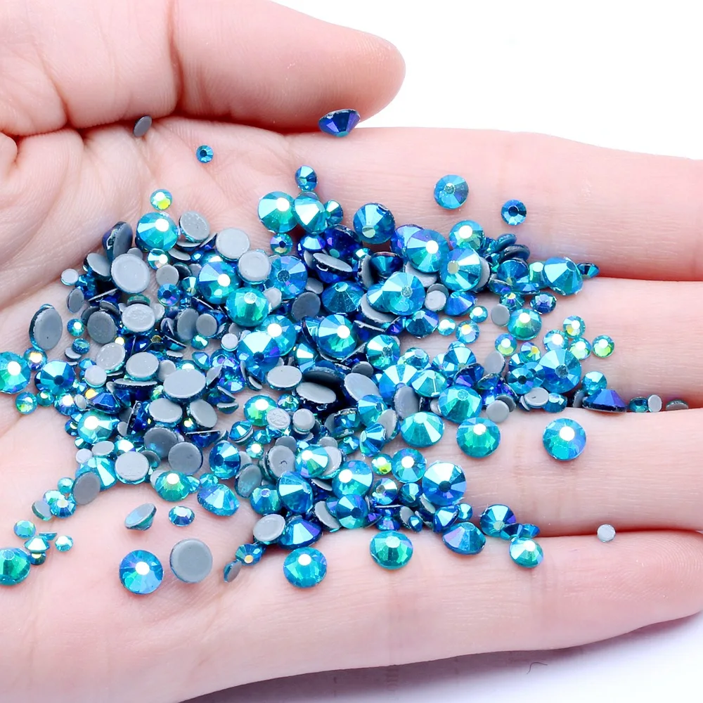 

ss6,ss10,ss16,ss20,ss30 Blue Zircon AB Crystals Glass Hot Fix Rhinestones,DMC Flat Back Iron On Rhinestone for Garment