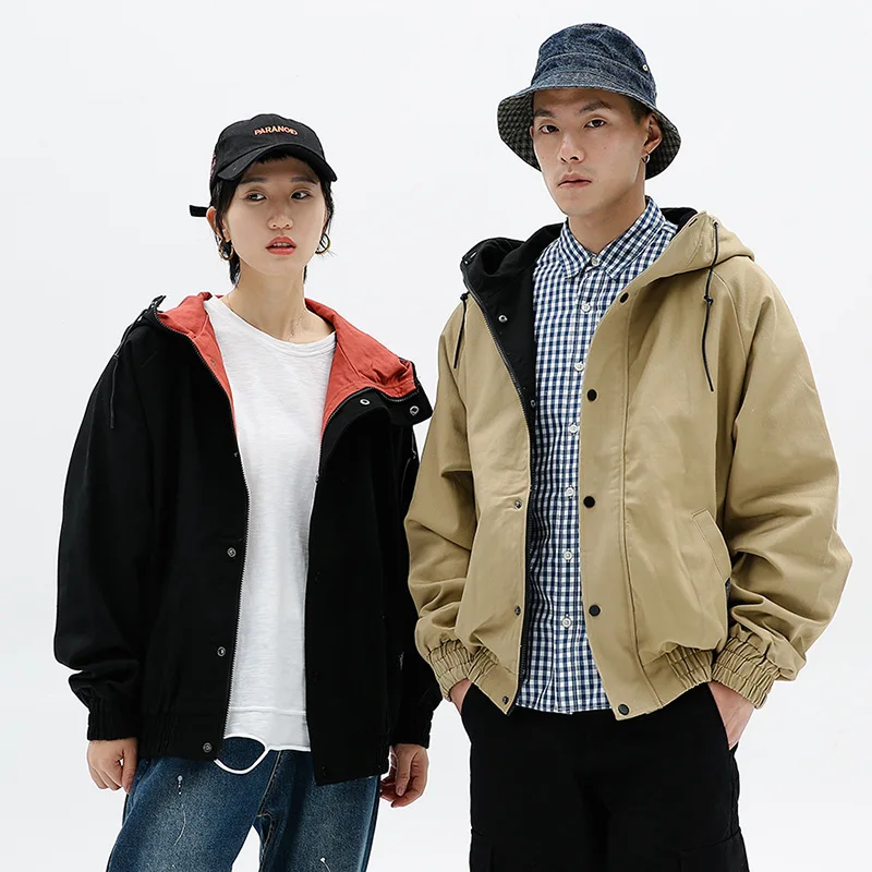 

Wu Air Spring Retro Workwear Coat Men's Korean-style Trend Multi-pockets Hooded Jacket Couples Loose Casual Tops